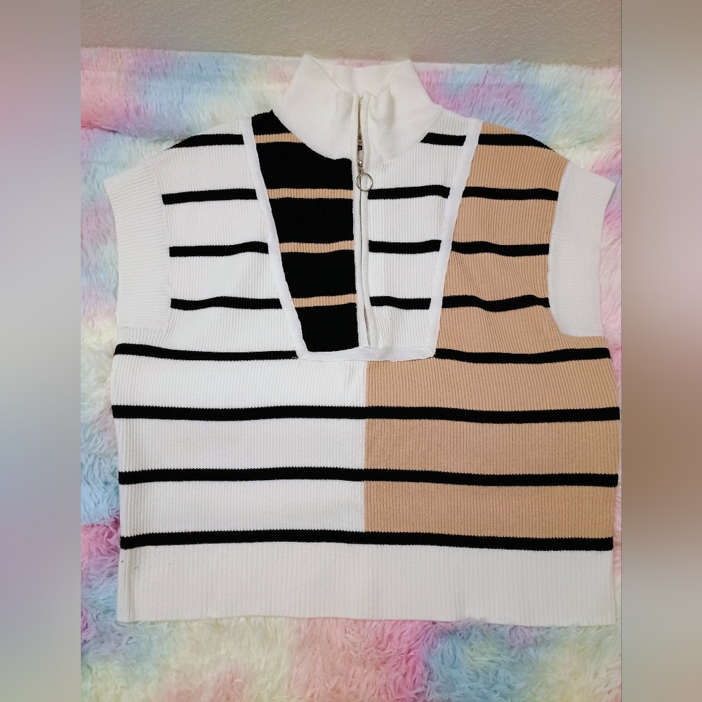 Striped Sleeveless Knit Top